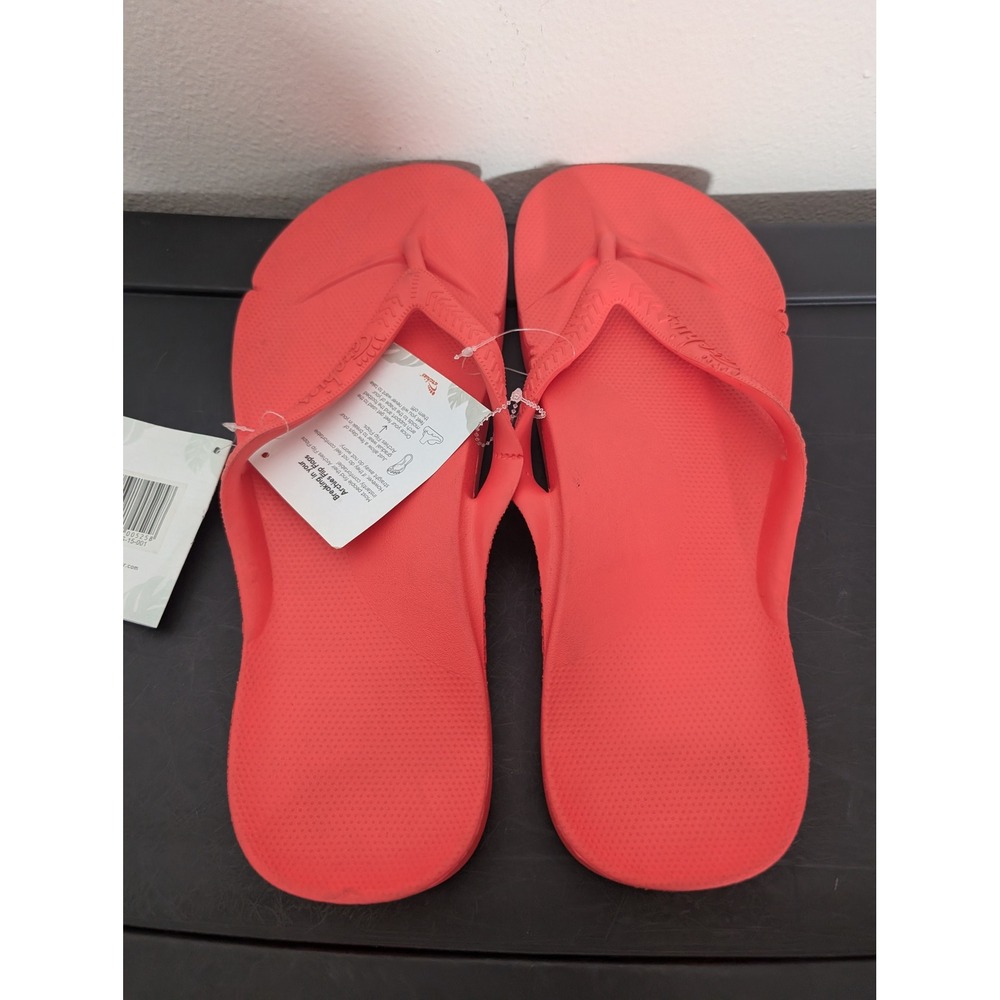 Archies Arch Support Men 15 Flip Flops Coral Red Orthotic Sandals NEW Recovery - Picture 6 of 12
